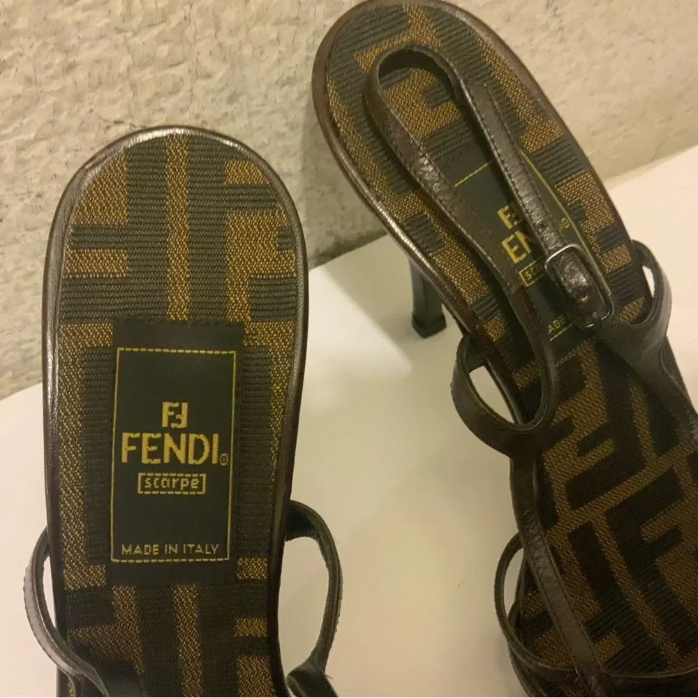 Fendi cage  hair calf Pointed Toe Slingback Pump Kitten Heel Size 6.5